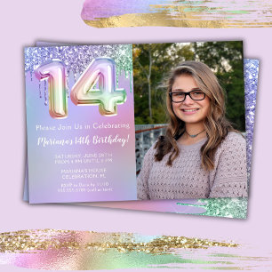 Invitation anniversaire 14 ans Fête Rose Paillette
