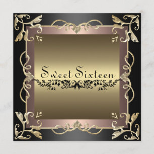 Invitation anniversaire 16 ans tourbillon noir et