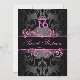 Invitation anniversaire 16 ans tourbillon rose dam