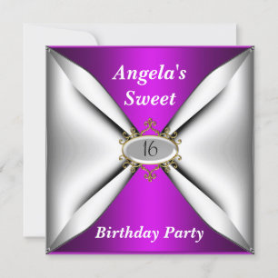 Invitation Anniversaire 16 ans violet doux
