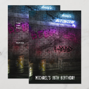 Invitation Anniversaire 18 Ans Hommes Mode Urbaine Street Art