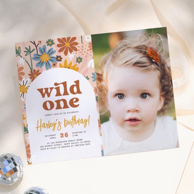 Invitation anniversaire 1 an Budget Wild One Retro (Créateur téléchargé)