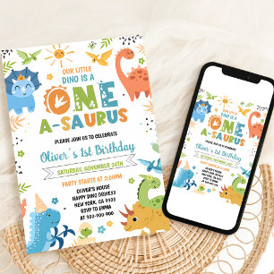 Invitation Anniversaire 1 an de Dinosaur One-A-Saurus