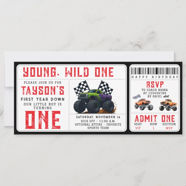 Invitation anniversaire 1 an de Monster Trucks  (Devant)