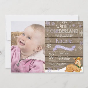 Invitation Anniversaire 1 an de Onederland Cerf Hiver Rustiqu