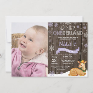 Invitation Anniversaire 1 an de Onederland Rustique Hiver Cer