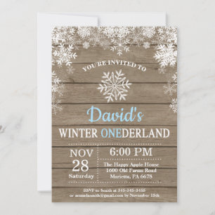 Invitation Anniversaire 1 an de Winter Onederland Flocon de N
