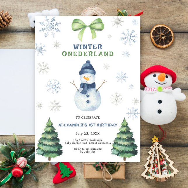 Invitation Anniversaire 1 an de Winter Onederland Snowman  (Créateur téléchargé)