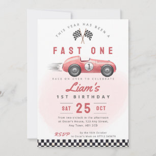 Invitation Anniversaire 1 an Fast One Voiture Vint