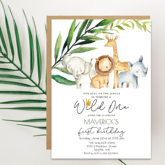 Invitation Anniversaire 1 an Jungle Safari Wild On (Créateur téléchargé)