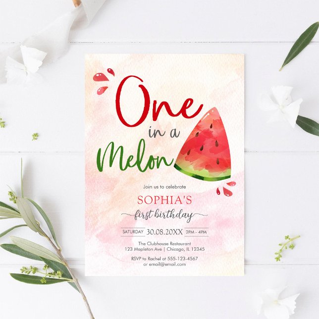 Invitation Anniversaire 1 An One In A Melon (Créateur téléchargé)