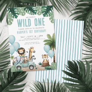 Invitation Anniversaire 1 an Wild One Jungle Safari