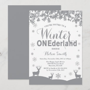 Invitation Anniversaire 1 an Winter Onederland Flocon de neig