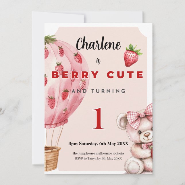Invitation anniversaire 1ère année Berry Cute • Fr (Devant)