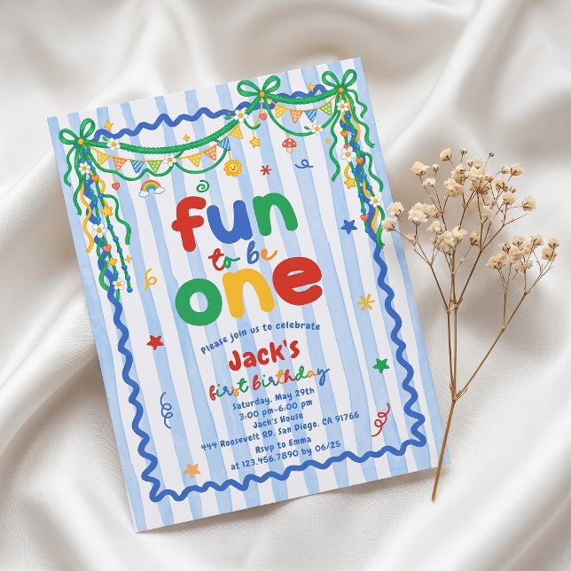 Invitation Anniversaire 1ère année garçon Fun To B (Créateur téléchargé)