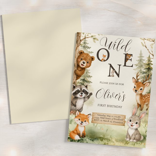Invitation Anniversaire 1ère année Watercolor Rust (Watercolor Rustic Woodland Wild One 1st Birthday Invitation)