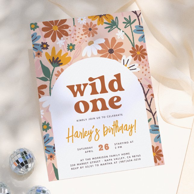 Invitation anniversaire 1ère année Wild One Retro  (Créateur téléchargé)