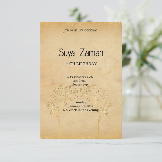 Invitation Anniversaire 20 Ans Élégant Simple Mignon Gris (Debout devant)