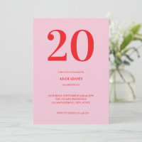 Anniversaire 20 ans minimaliste moderne rose rouge