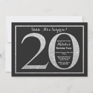 Invitation Anniversaire 20 ans Surprise Paillettes