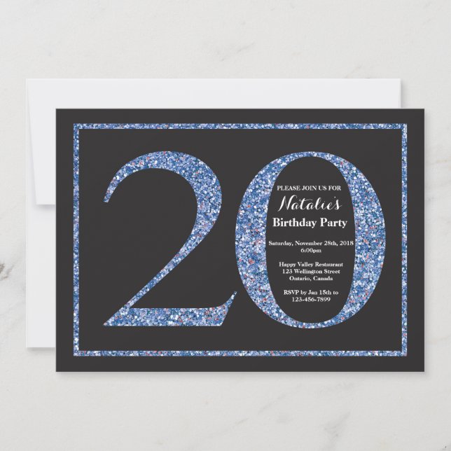 Invitation Anniversaire 20 Ans Tableau Noir Paille (Devant)