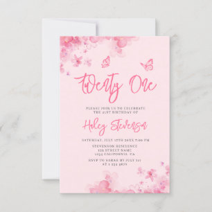Invitation Anniversaire 21 ans aquarelle douce florale rose p