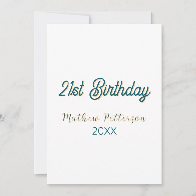Invitation anniversaire 21 ans bleu orange stylé boho rétro n (Devant)