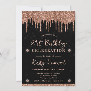 Invitation Anniversaire 21 ans Bokeh Paillettes qui tombent R