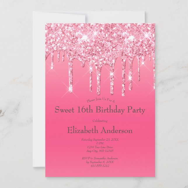 Invitation Anniversaire 21 ans Chic et Féminin avec Paillette (Devant)