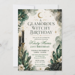 Invitation Anniversaire 21 ans de sorcière glamour