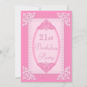 Invitation Anniversaire 21 ans élégant et rose féminin