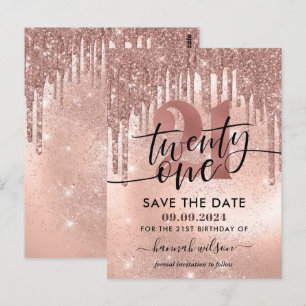 Invitation Anniversaire 21 Ans Rose Gold Save The
