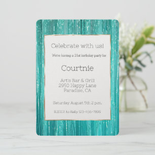 Invitation Anniversaire 21 Ans Rubans Pailletés Aqua Menthe F