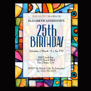 Invitation Anniversaire 25 ans Cubiste Moderne