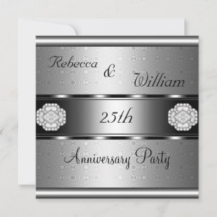 Invitation Anniversaire 25ème Élégant Rouleau Argent Fête