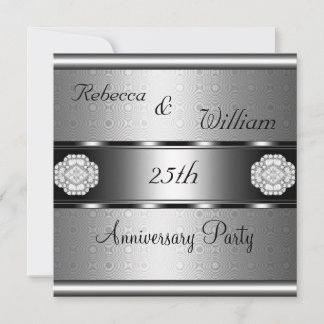 Invitation Anniversaire 25ème Élégant Rouleau Argent Fête