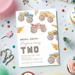 Invitation Anniversaire 2 ans camion monstre