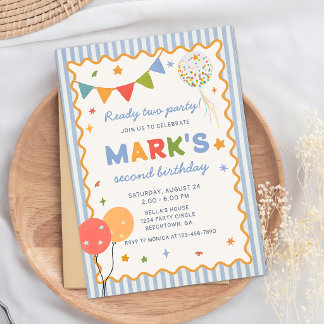 Invitation anniversaire 2 ans colorée amusante