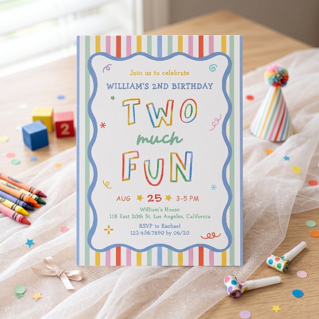 Invitation anniversaire 2 ans couleur trop amusant (Créateur téléchargé)