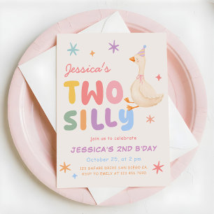 Invitation Anniversaire 2 ans de deux oies idiotes Colorées F