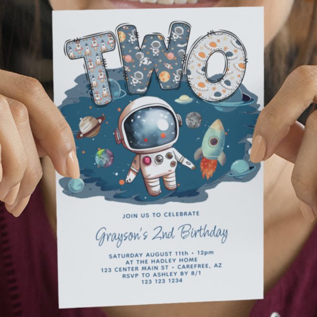 Invitation Anniversaire 2 ans de la fusée spatiale de l'astro (Créateur téléchargé)