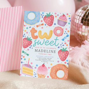 Invitation Anniversaire 2 Ans Fille Mignonne Rose Pastel Sucr