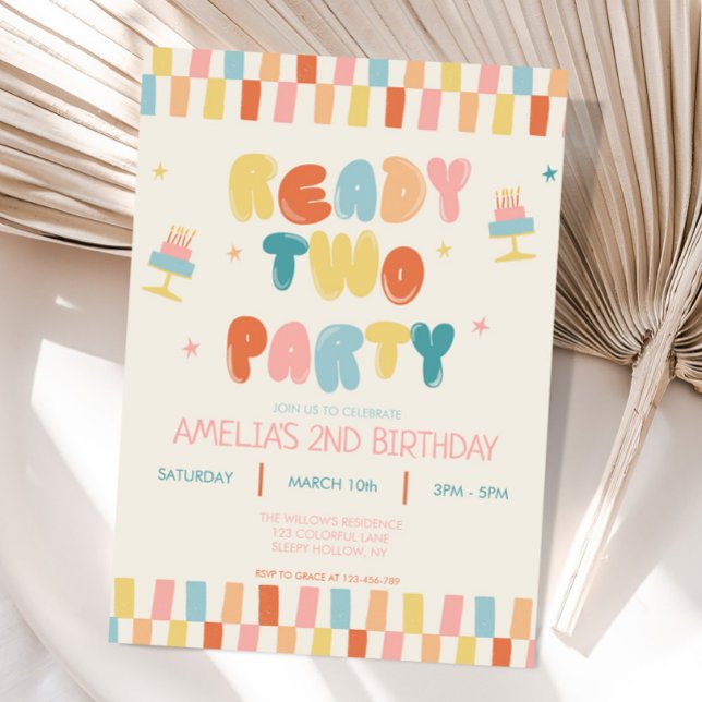 Invitation Anniversaire 2 Ans Ready Two Party Colo (Créateur téléchargé)