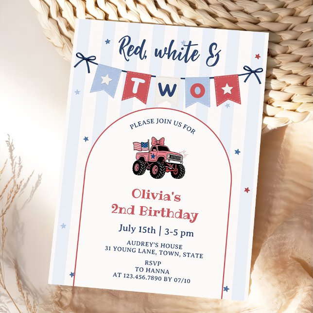 Invitation anniversaire 2 ans Rouge Blanc & Bleu P (Créateur téléchargé)