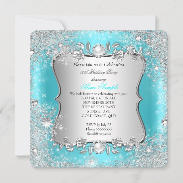 Invitation Anniversaire 2 Hiver Merveilleux Flocon de Neige A (Devant)