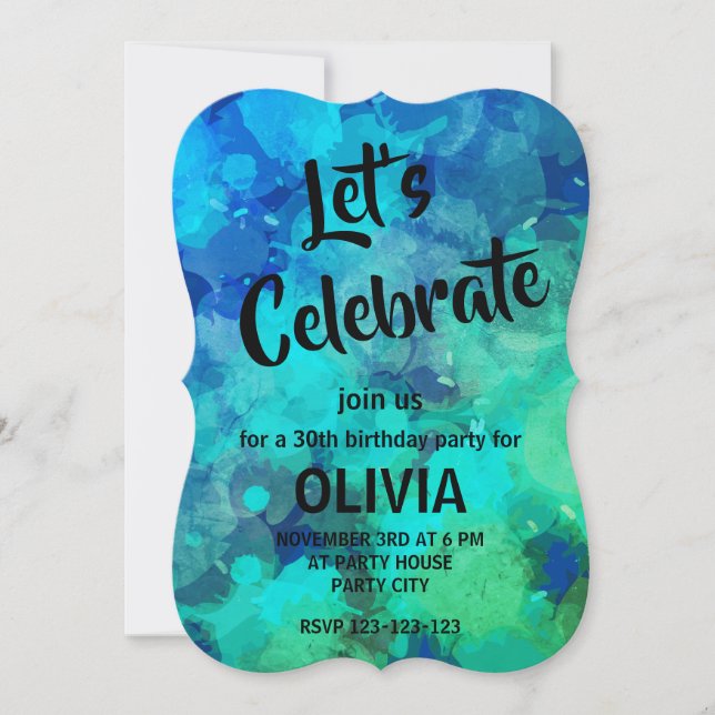 Invitation Anniversaire 30 ans à l'encre d'alcool  (Devant)