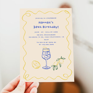 Invitation Anniversaire 30 ans Adulte Dessiné à la Main Été