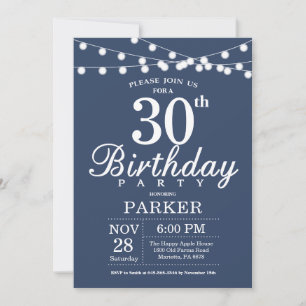 Invitation Anniversaire 30 Ans Bleu