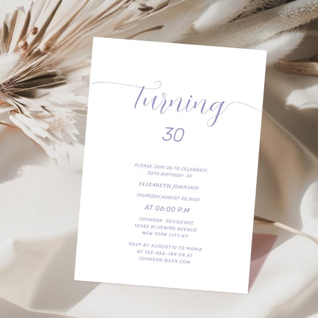 Invitation anniversaire 30 ans classique élégant   (Créateur téléchargé)