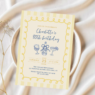 Invitation Anniversaire 30 ans d'été dessiné à la main pour a